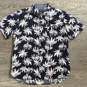 Sunrise Kingdom Blue and White Palm Print Shirt